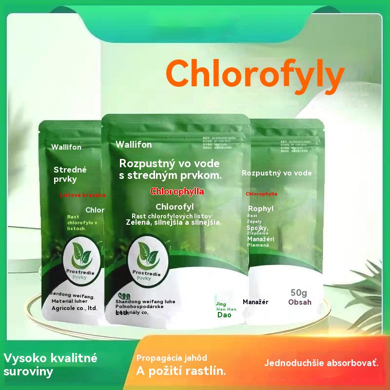 【5 vreciek 22 €】🌿🌿Vo vode rozpustné hnojivo bohaté na chlorofyl, vhodné na listovú hnojivu kvetov, ovocných stromov a zeleniny, podporuje rast koreňov, rast sadeníc a zvyšuje výnos. Vo vode rozpustné poľnohospodárske hnojivo.