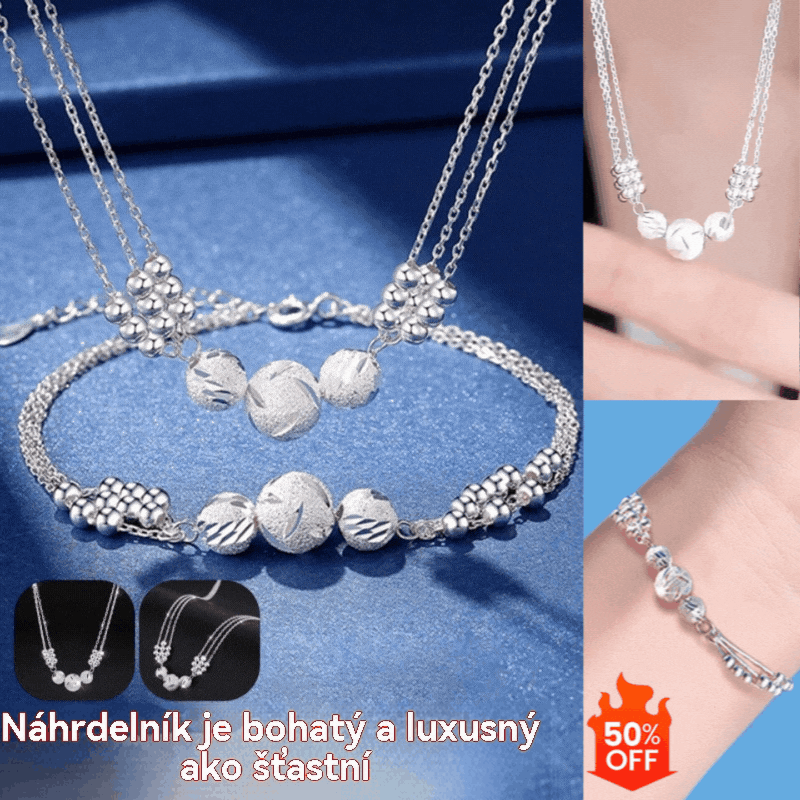 🔥Kiárusítás🔥【Nyaklánc + Karkötő】✨Ezüst transzferrel gravírozott nyaklánc ékszer szett