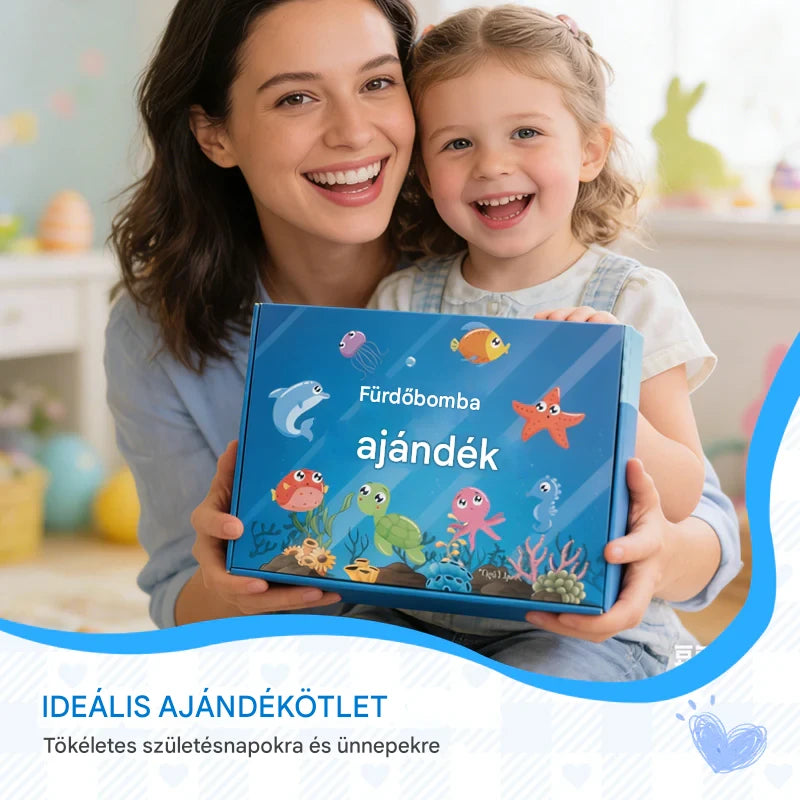 【50% kedvezmény korlátozott ideig!】【12 darab 13900 Ft】12 darabos, tengeri állatok formájú fürdősógolyó (60 g/golyó) gyerekeknek.